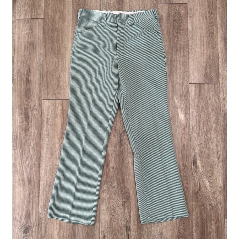 Mens Vintage 70s M&M Green & White Disco Era Pants Size 32x31 Brand Unknown